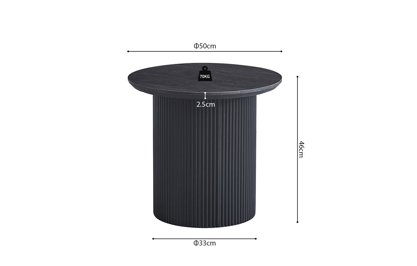 Table basse Lagos Ronde Décor Brun foncé