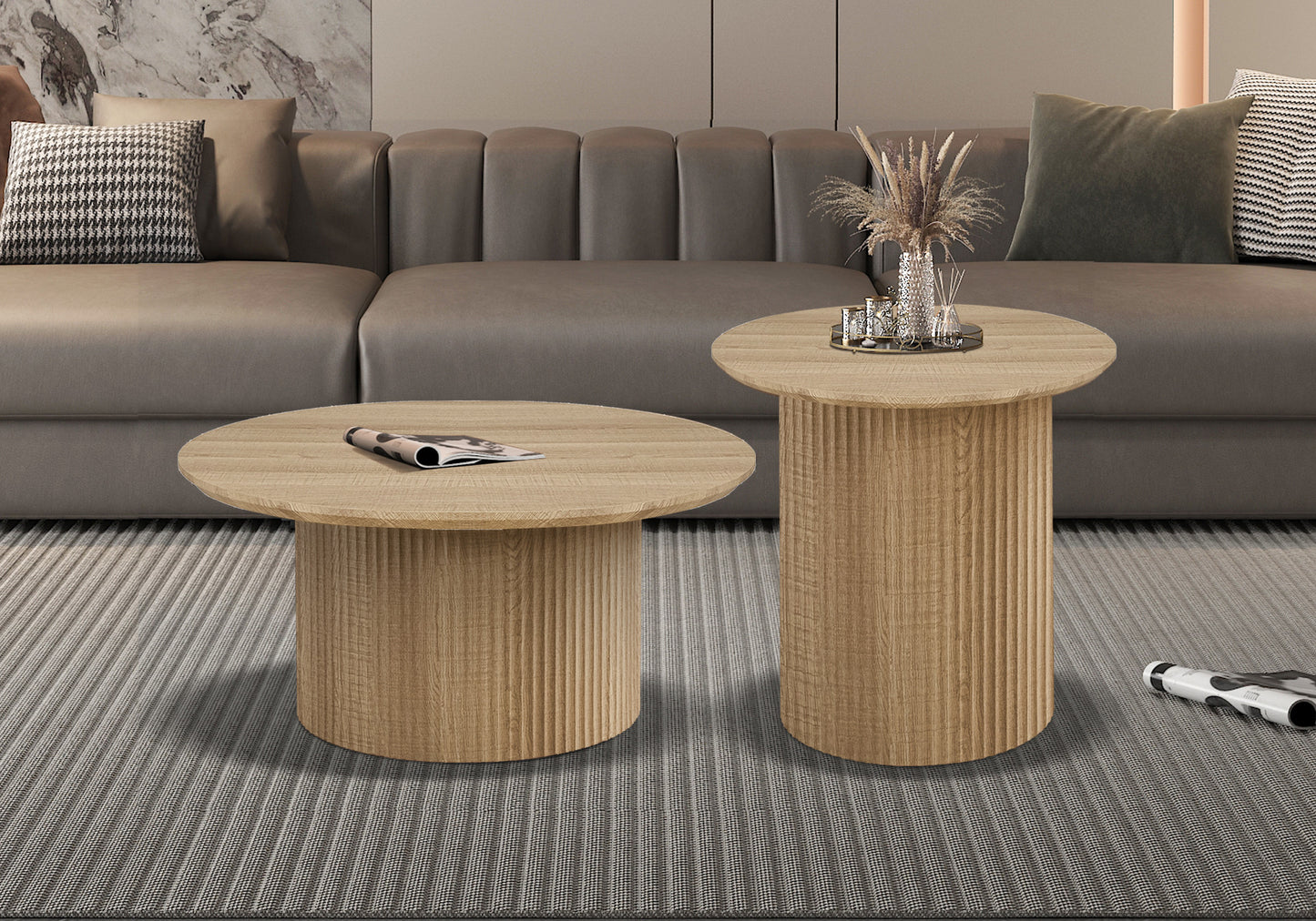 Table basse Lagos Ronde Décor Chêne Naturel