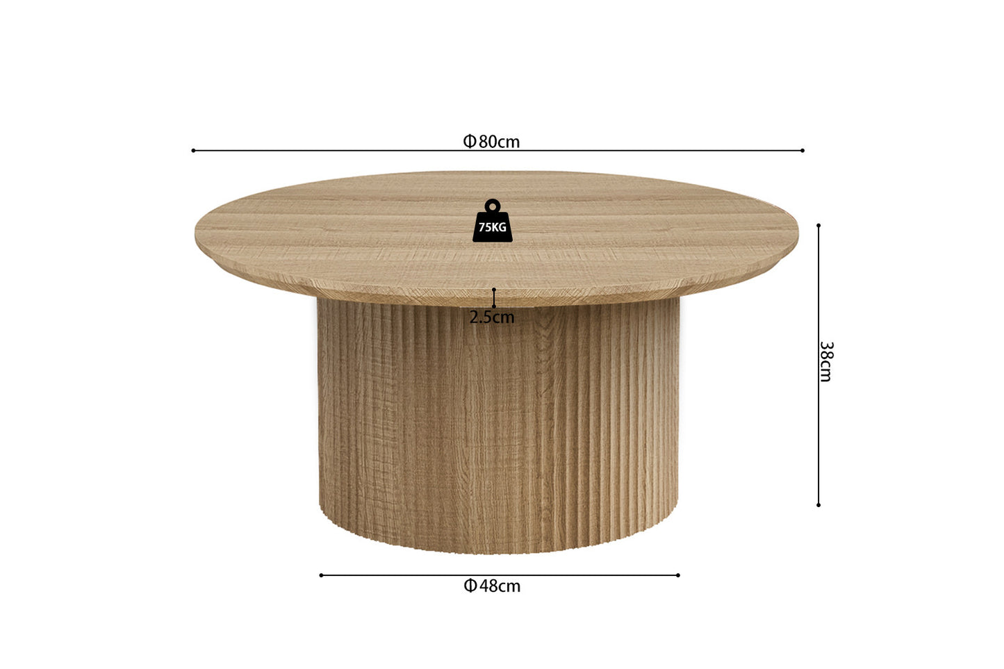 Table basse Lagos Ronde Décor Chêne Naturel