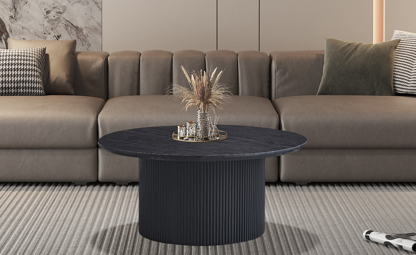 Table basse Lagos Ronde Décor Brun foncé