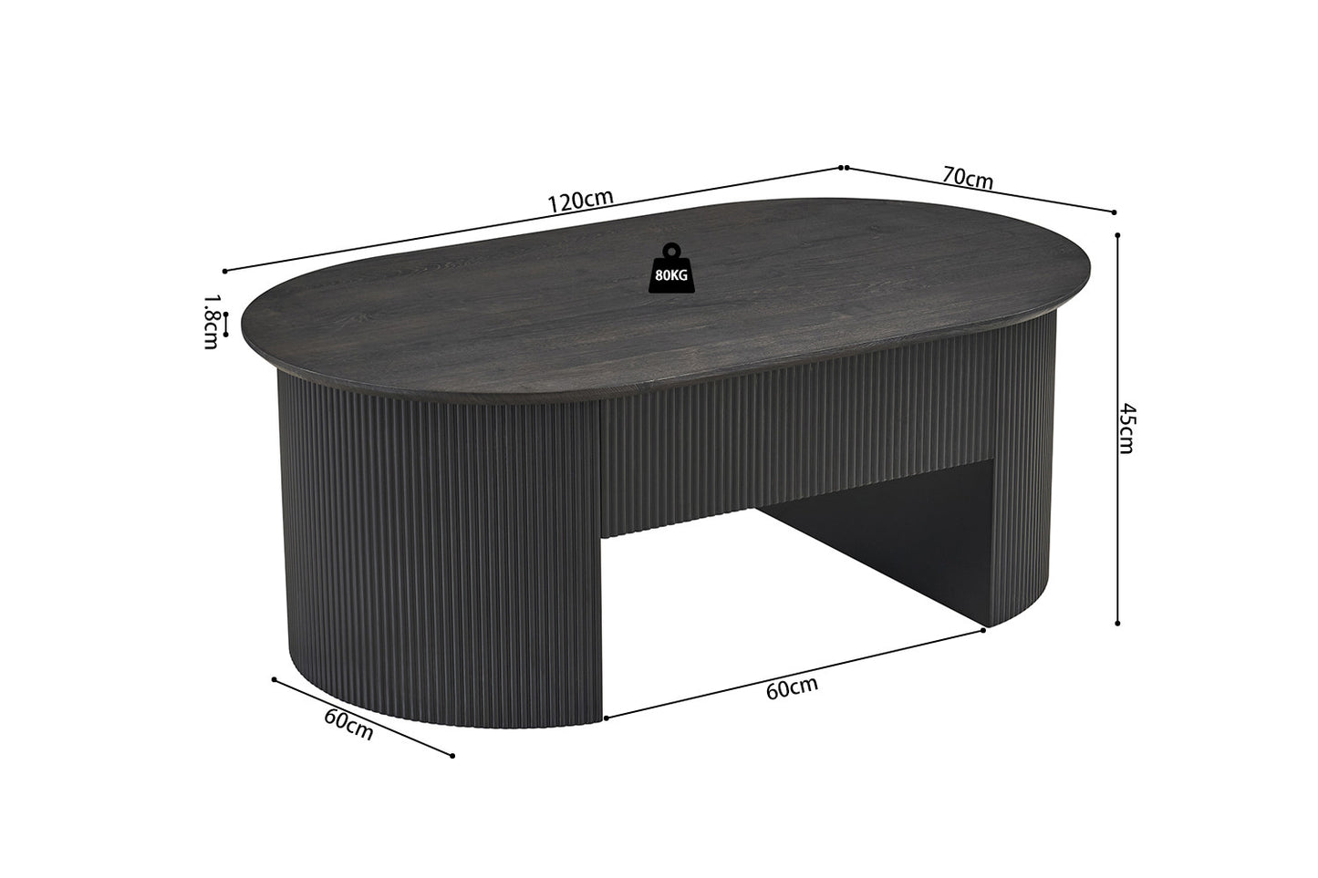 Table basse Lagos 120 cm Plateau relevable Décor Brun foncé