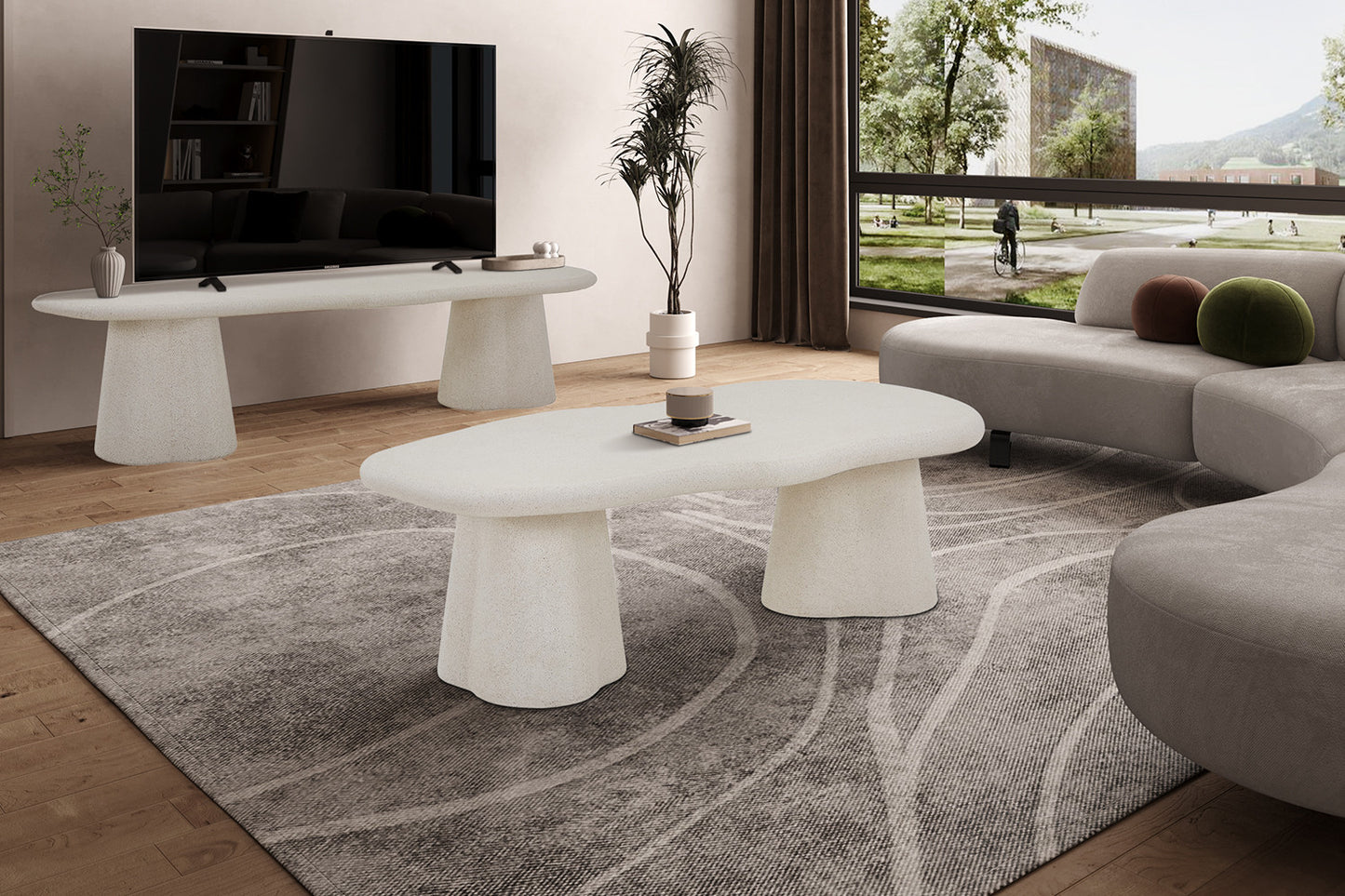 Table basse Faro effet Ciment 130cm Organique