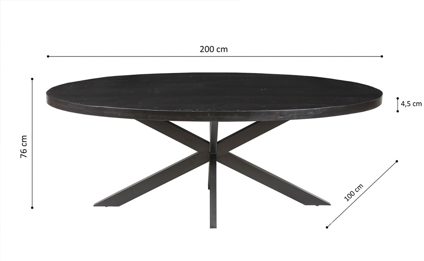 Table à manger Alexa Ovale bois de Manguier Noir