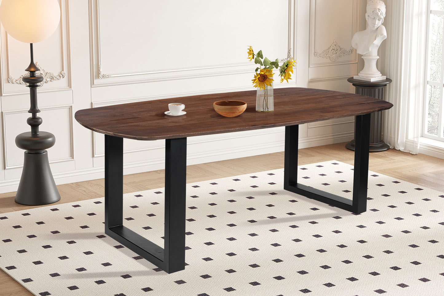 Table Tommy 220x100 cm Ovale Danoise Pied Bois de manguier Brun