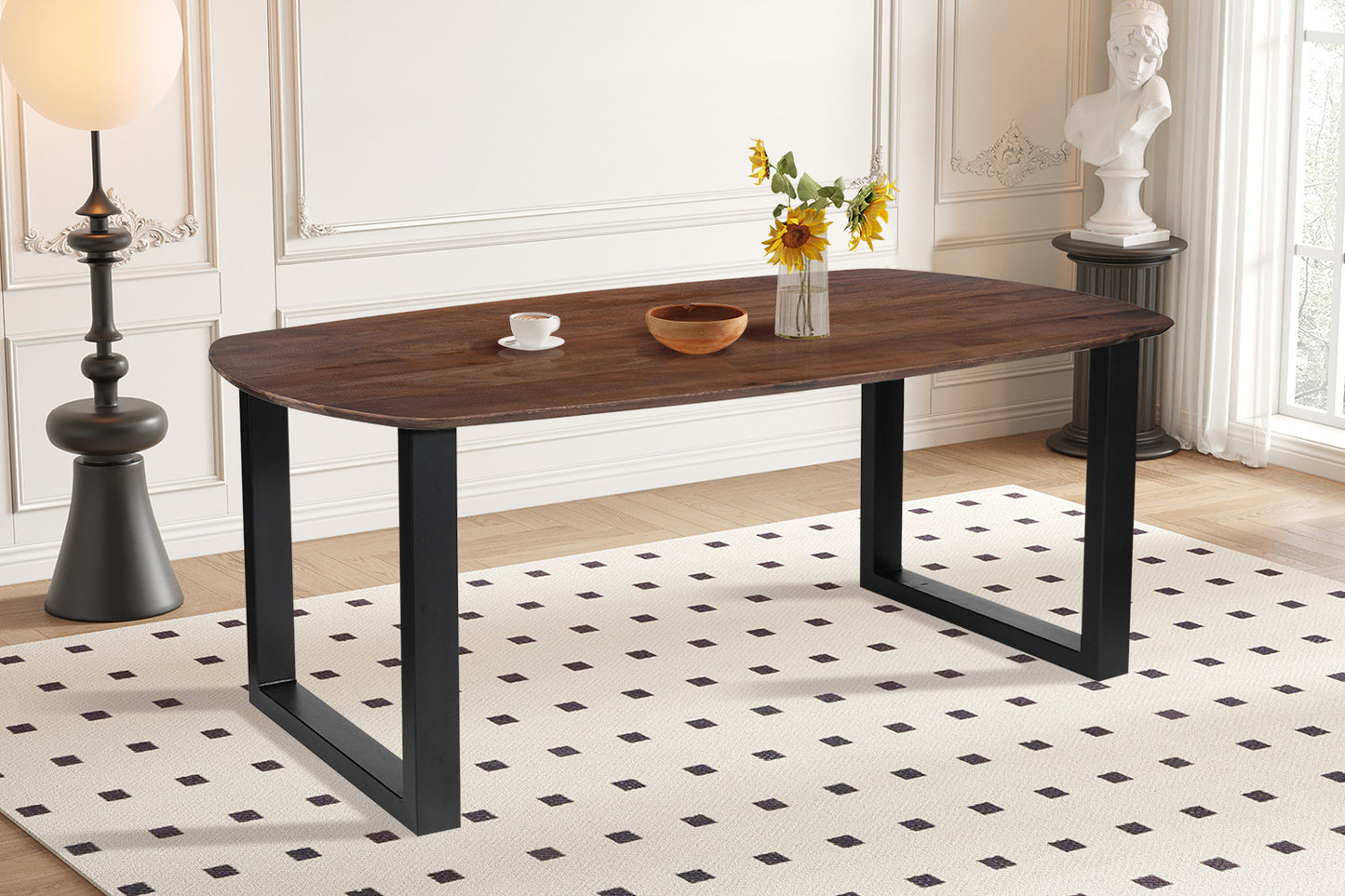 Table Tommy 220x100 cm Ovale Danoise Pied Bois de manguier Brun