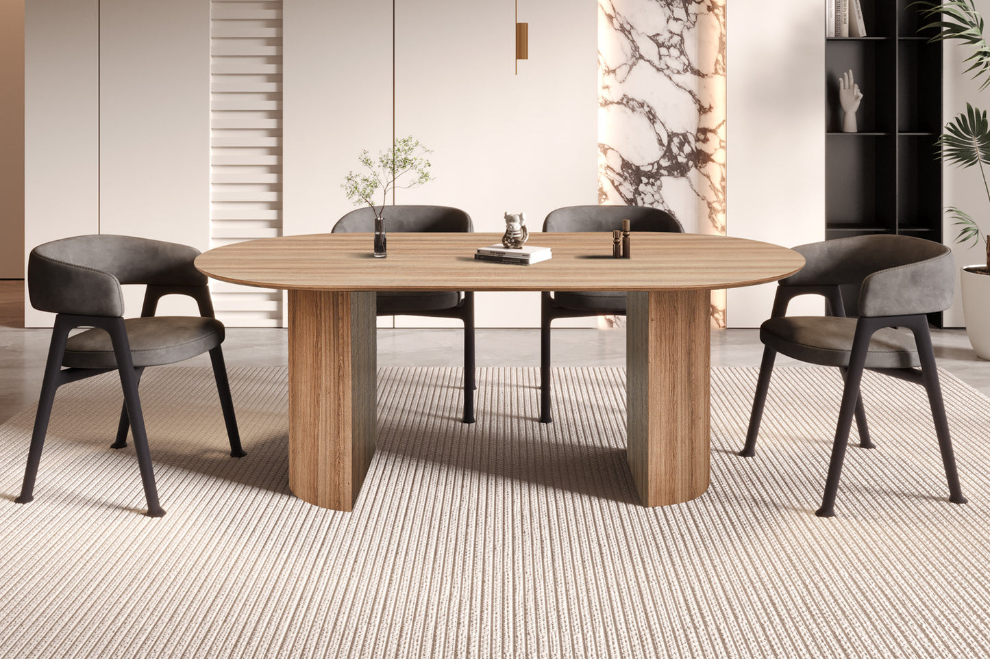 Table Lagos 200 cm Ovale Décor Chêne Vieilli