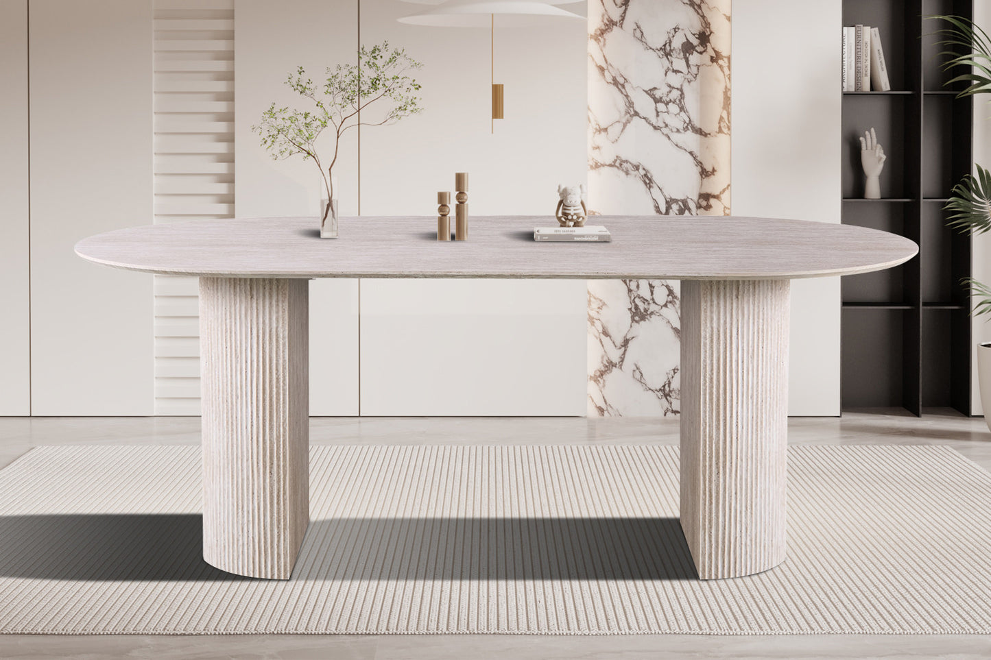 Table Lagos 200 cm Ovale Décor Travertin Beige