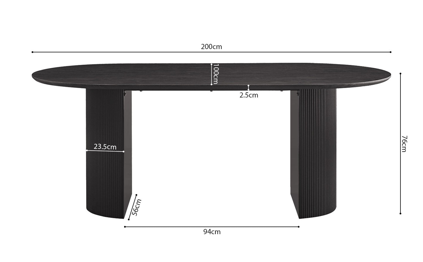Table Lagos 200 cm Ovale Décor Brun foncé
