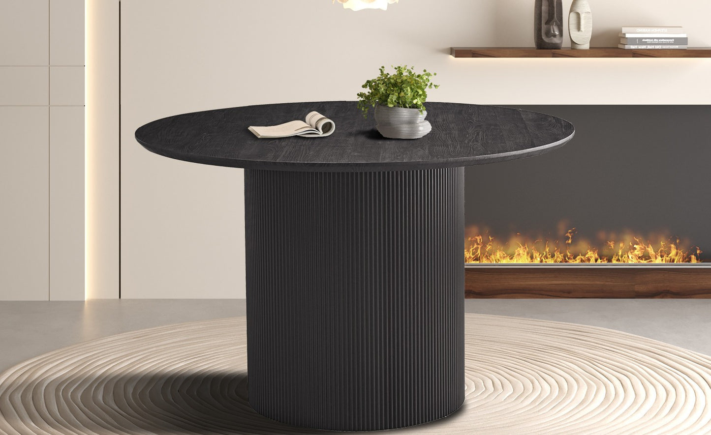 Table Lagos 120 cm Ronde Décor Brun foncé