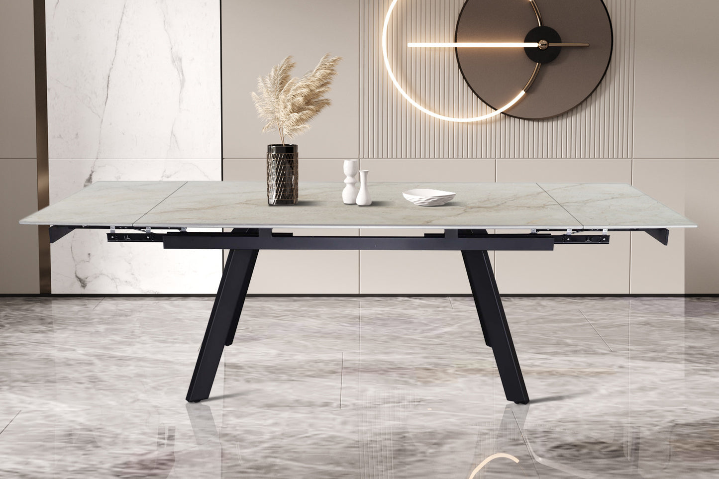 Table à manger extensible Hera Pierre Marbre Beige