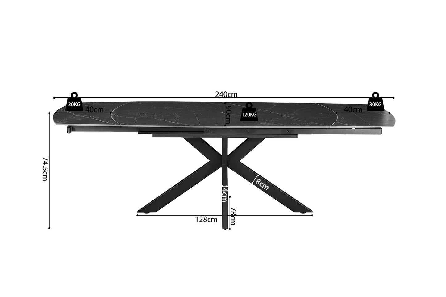 Table à manger extensible Ares