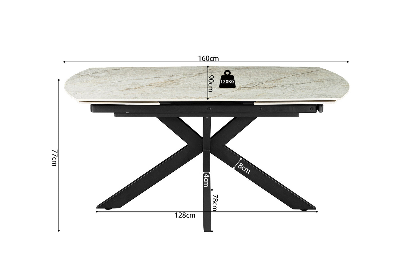 Table à manger extensible Ares marbre beige