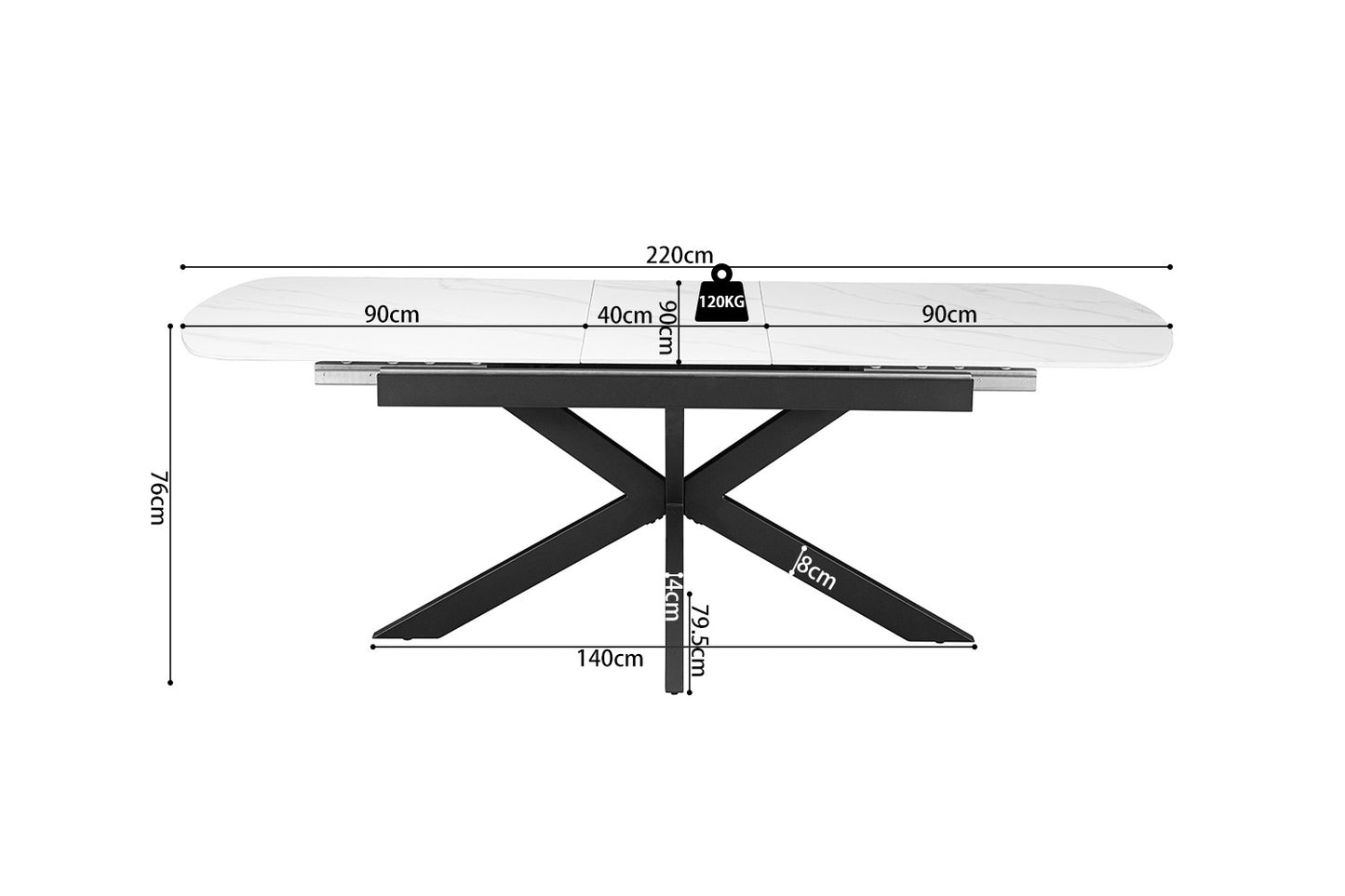 Table extensible Hestia 180-220cm Ovale Danoise Pierre Blanc