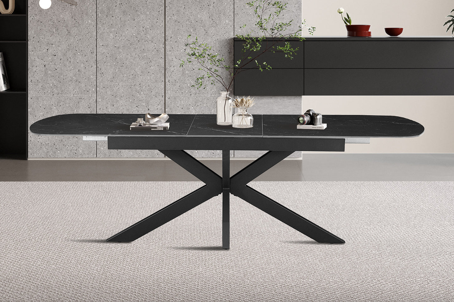 Table extensible Hestia 180-220cm Ovale Danoise Pierre Noir