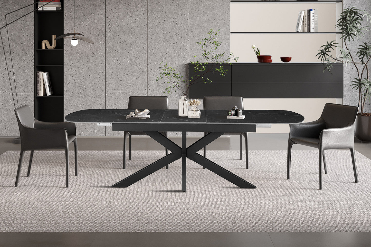 Table extensible Hestia 180-220cm Ovale Danoise Pierre Noir