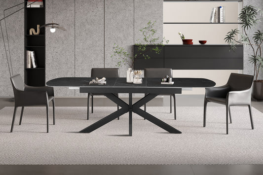 Table extensible Hestia 180-220cm Ovale Danoise Pierre Noir