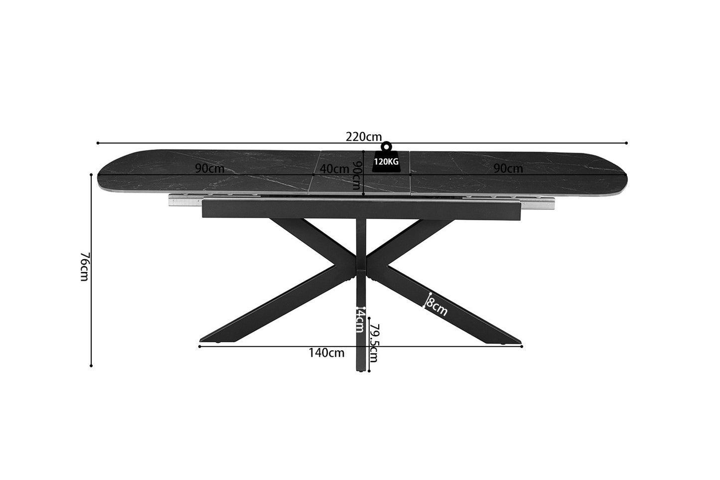 Table extensible Hestia 180-220cm Ovale Danoise Pierre Noir