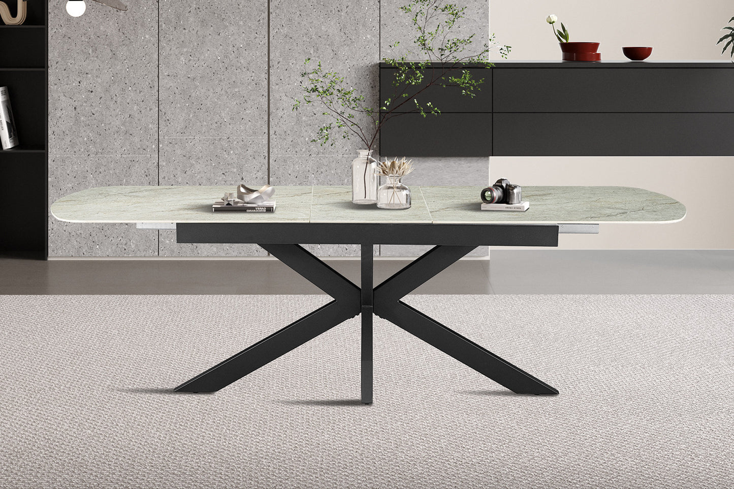 Table extensible Hestia 180-220cm Ovale Danoise Pierre beige