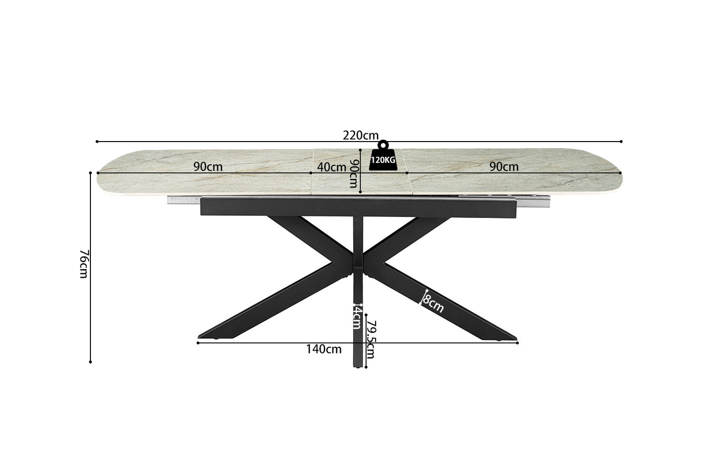 Table extensible Hestia 180-220cm Ovale Danoise Pierre beige