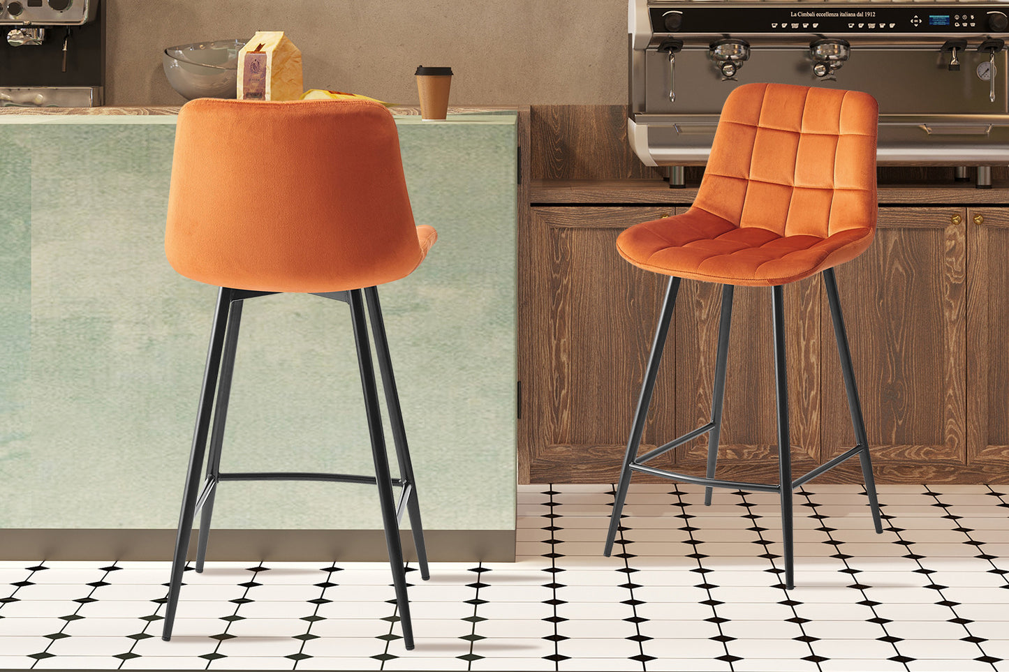 Chaise de comptoir Juta Velours Orange