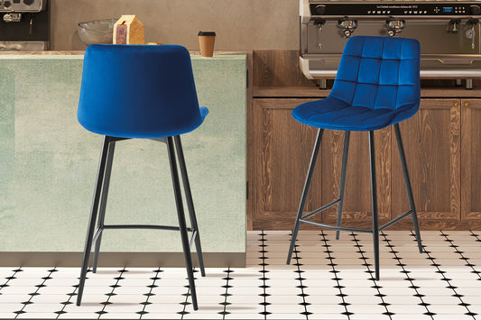 Chaise de comptoir Juta Velours Bleu