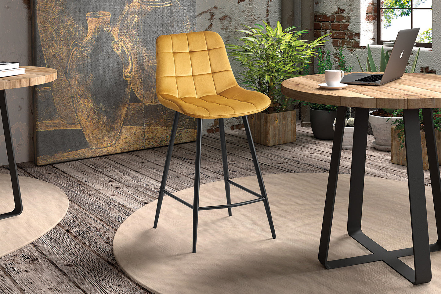 Chaise de comptoir Juta Velours Or