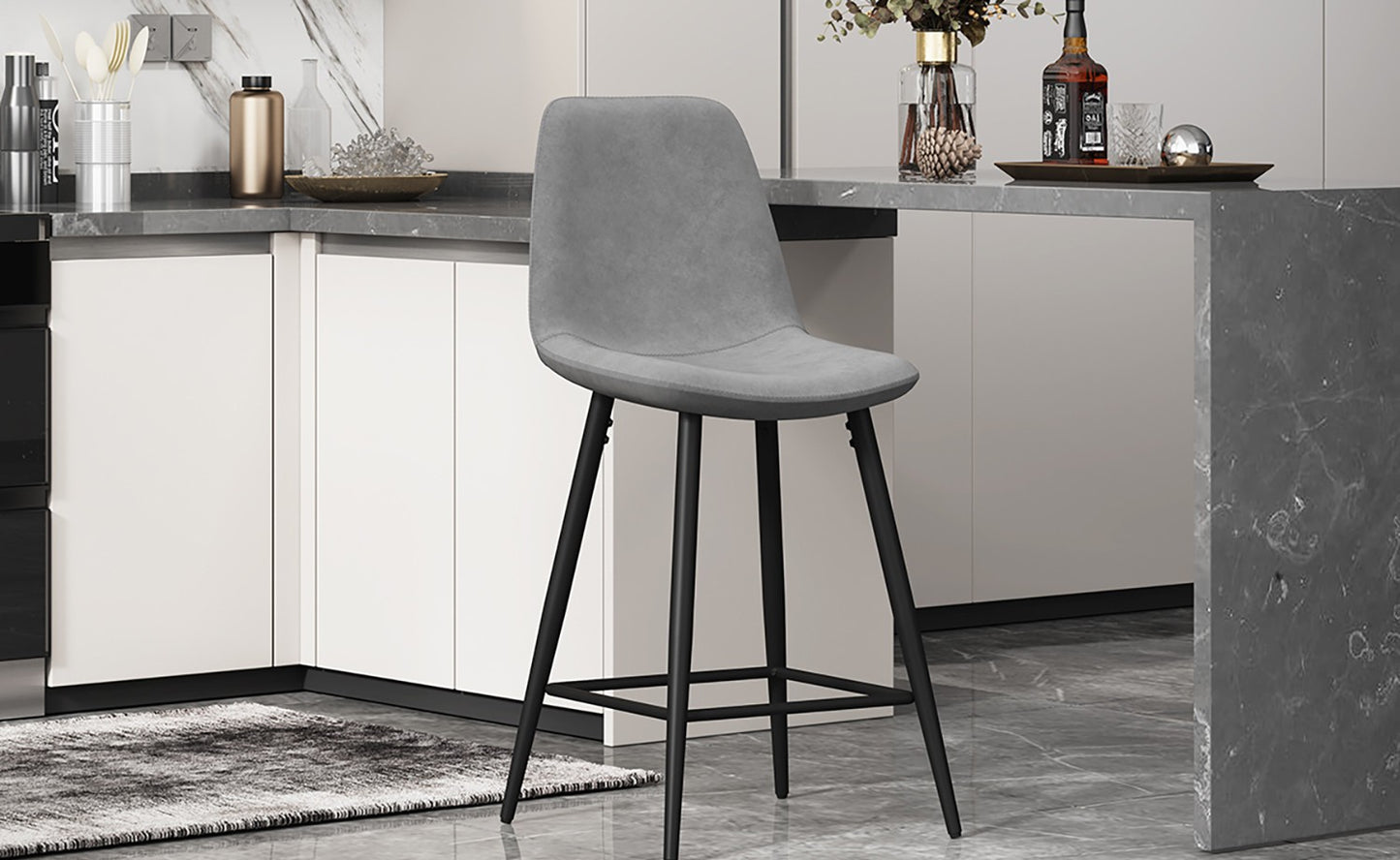 Chaise de Comptoir Boy Velours Gris