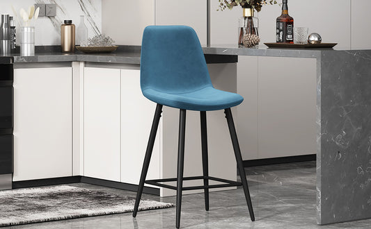 Chaise de Comptoir Boy Velours Bleu clair