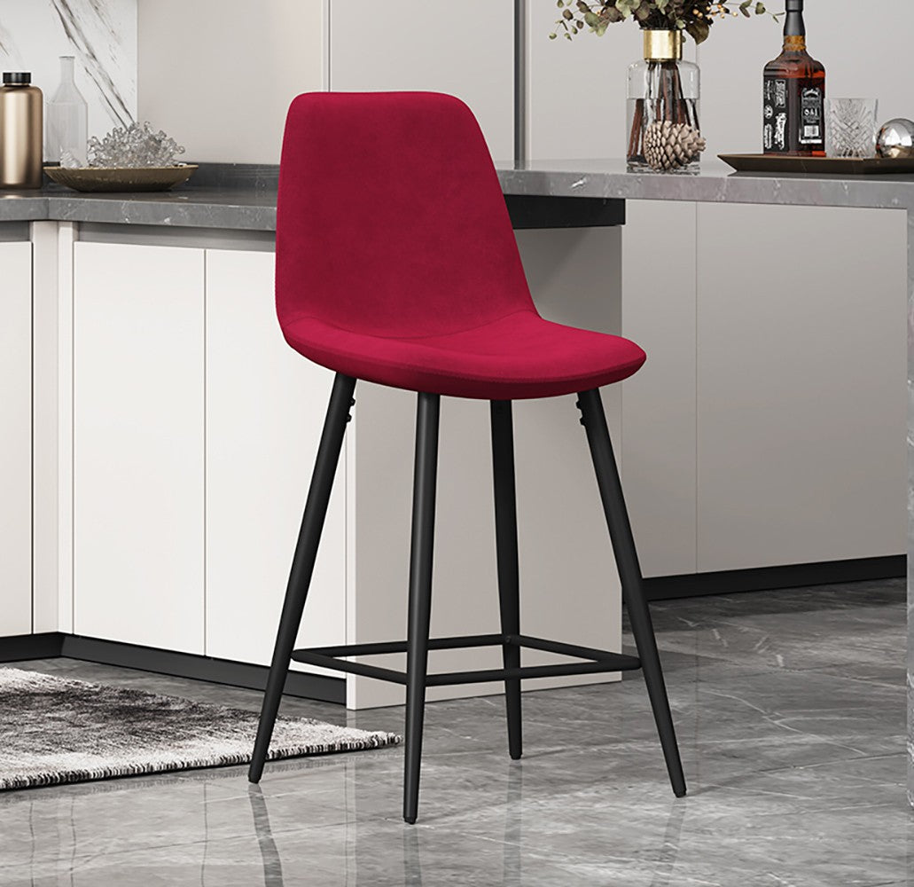 Chaise de Comptoir Boy Velours Bordeaux