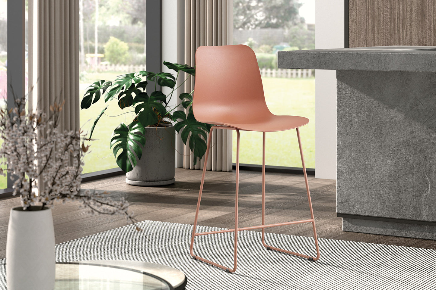 Chaise de comptoir Marie Terracotta