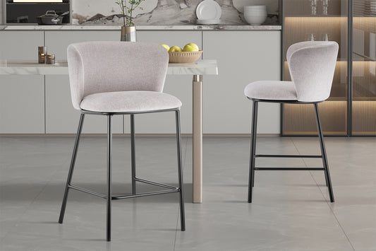 Chaise de comptoir Arthur Tissu Beige
