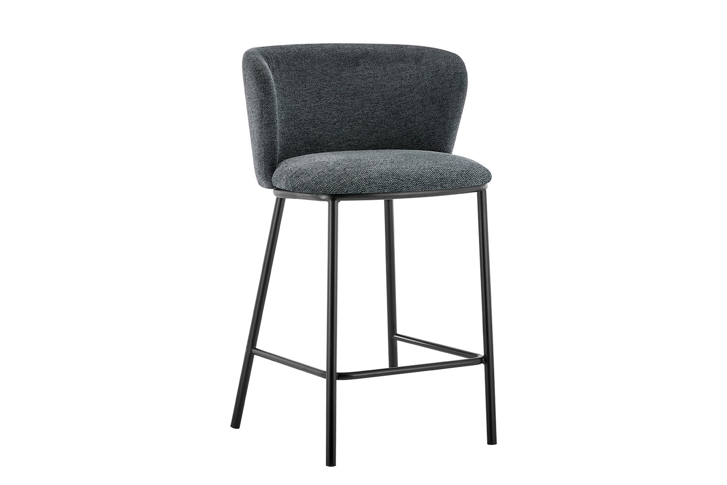 Chaise de comptoir Arthur Tissu Gris foncé