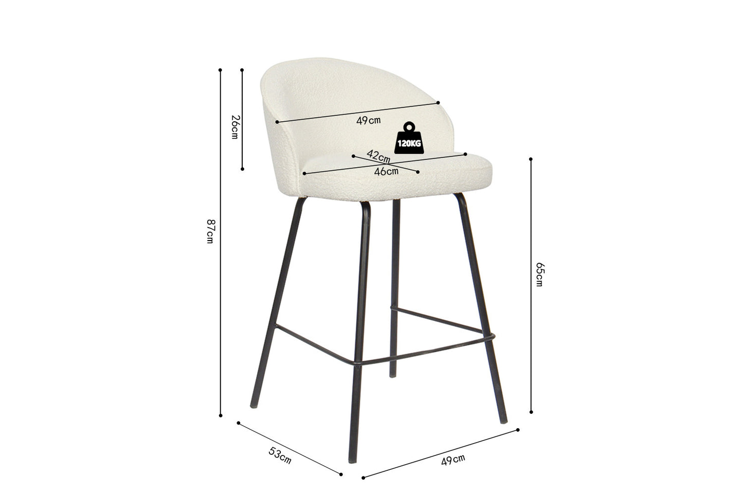 Chaise de comptoir June Bouclé Blanc