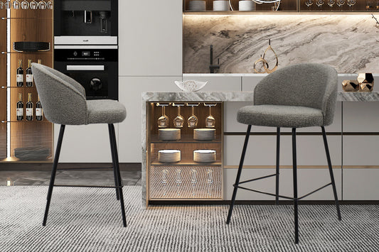 Chaise de comptoir June Bouclé Gris