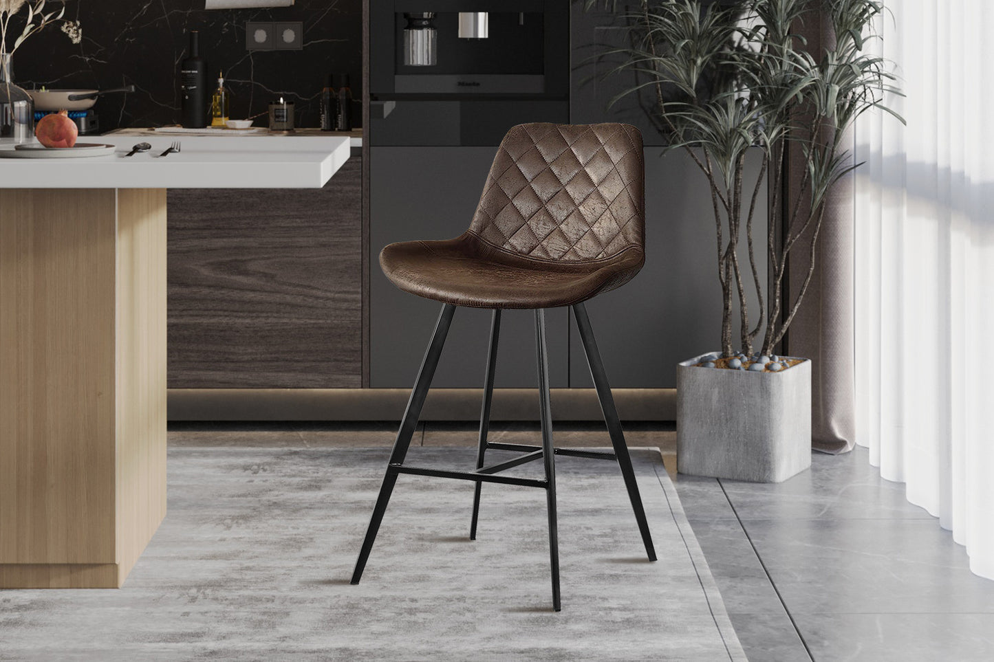 Chaise de comptoir Alicante Brun foncé