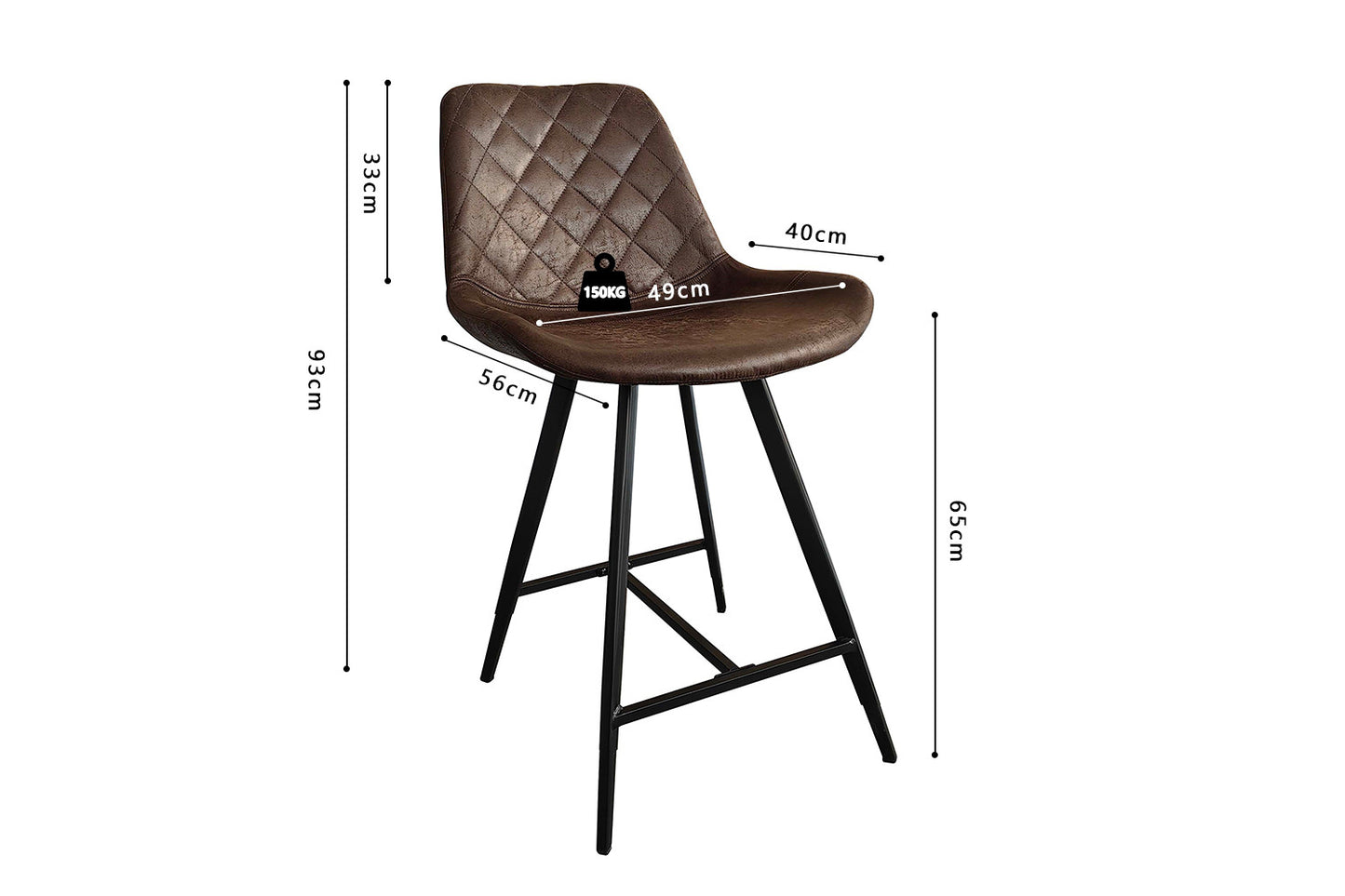 Chaise de comptoir Alicante Brun foncé