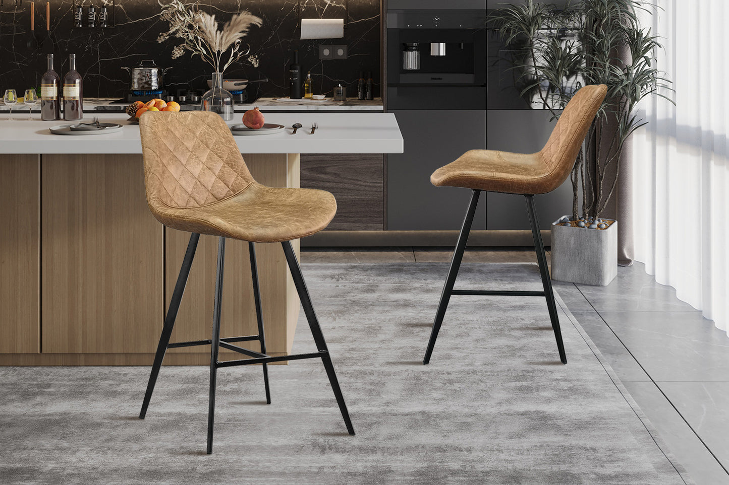 Chaise de comptoir Alicante Cognac