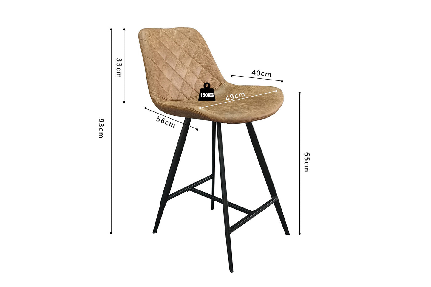 Chaise de comptoir Alicante Cognac