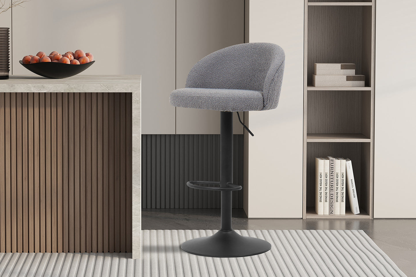 Tabouret de bar Arda Bouclé Gris clair