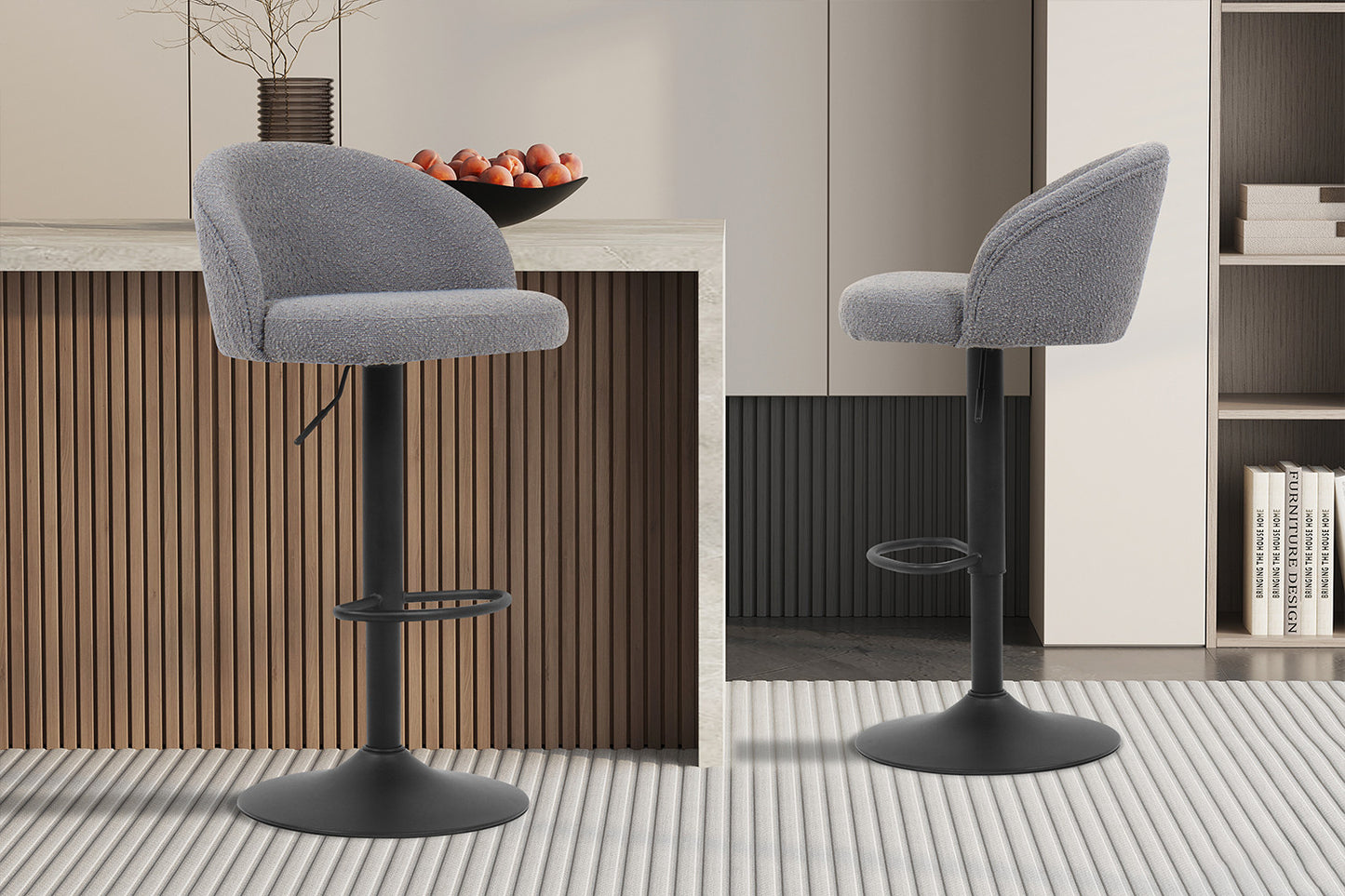 Tabouret de bar Arda Bouclé Gris clair