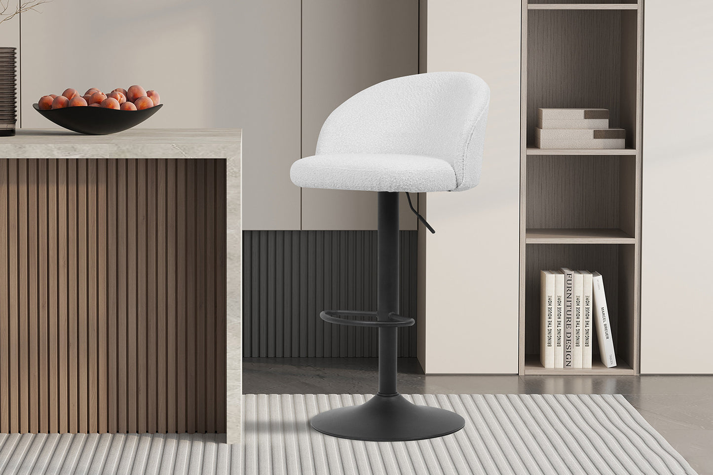 Tabouret de bar Arda Bouclé Blanc