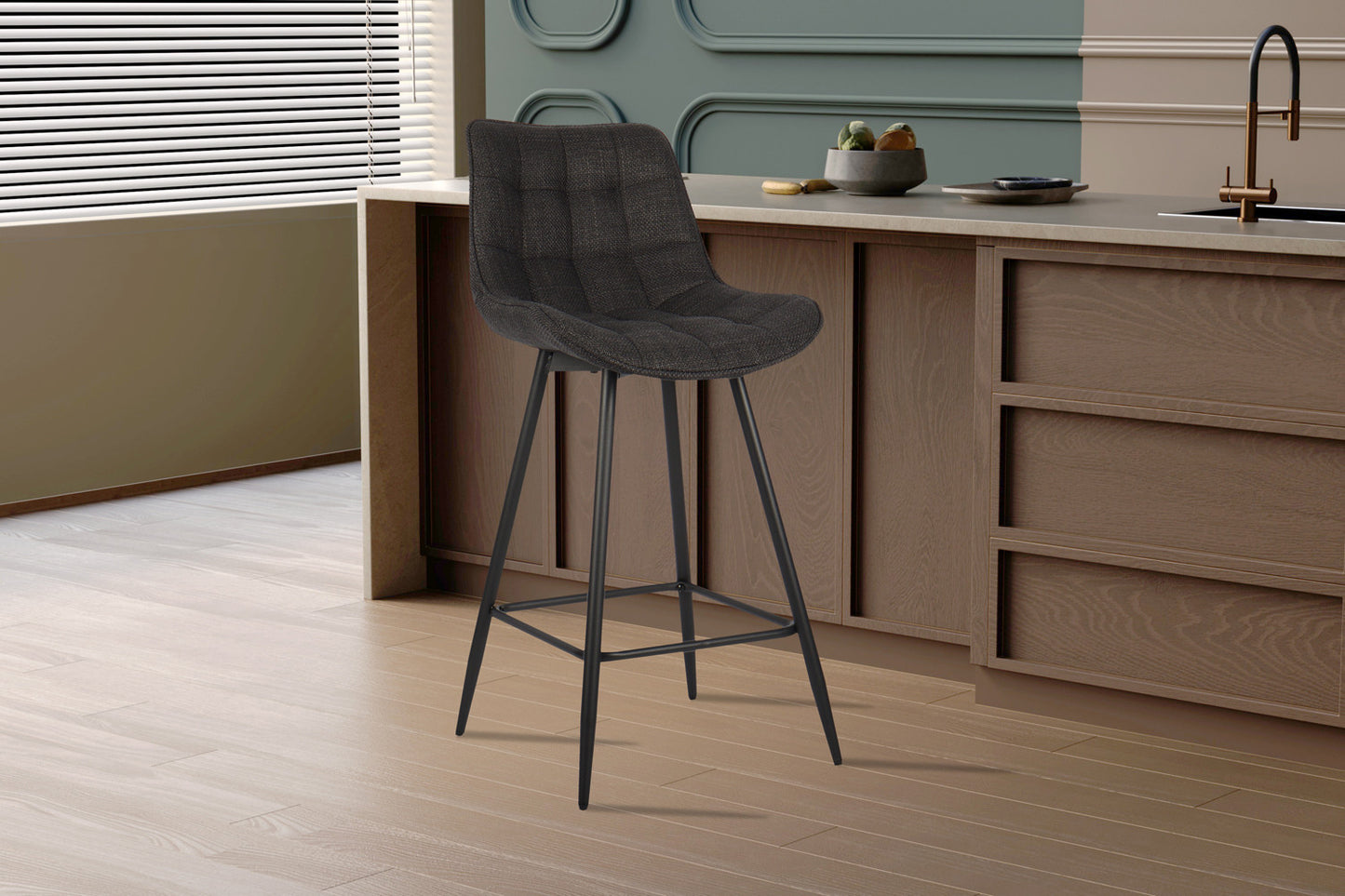Chaise de comptoir Ariba Tissu Gris foncé