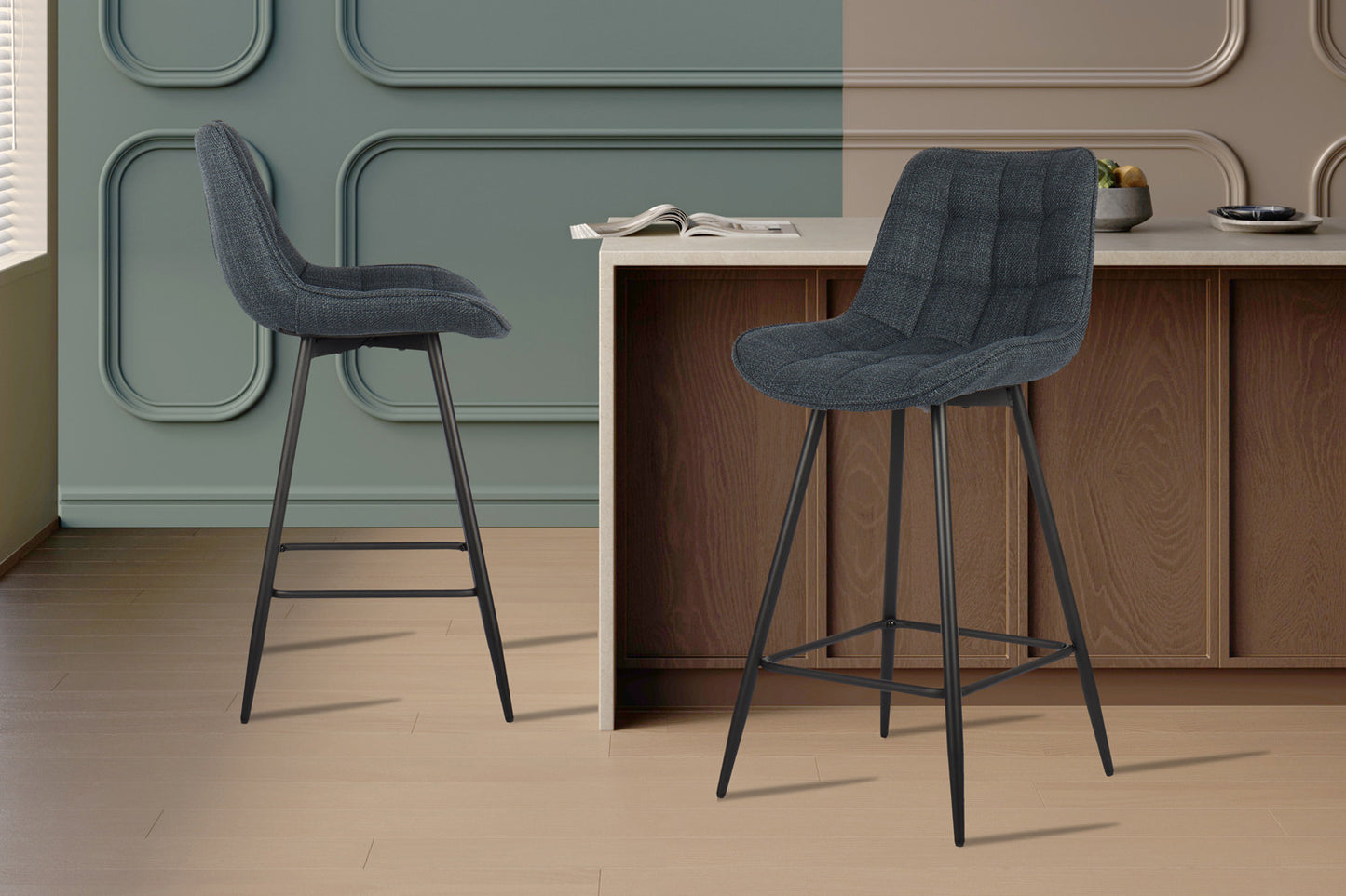 Chaise de comptoir Ariba Tissu Bleu foncé