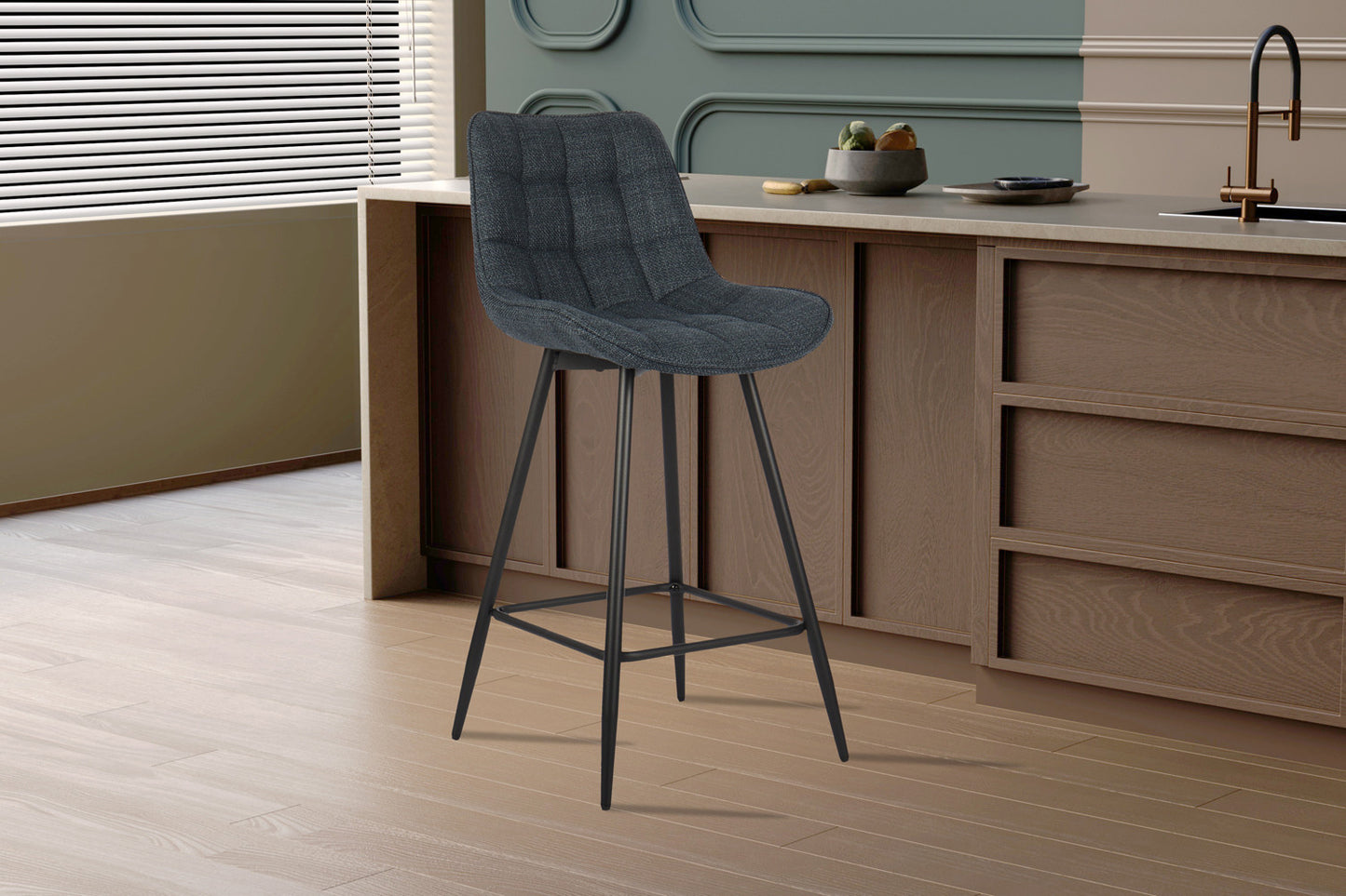 Chaise de comptoir Ariba Tissu Bleu foncé