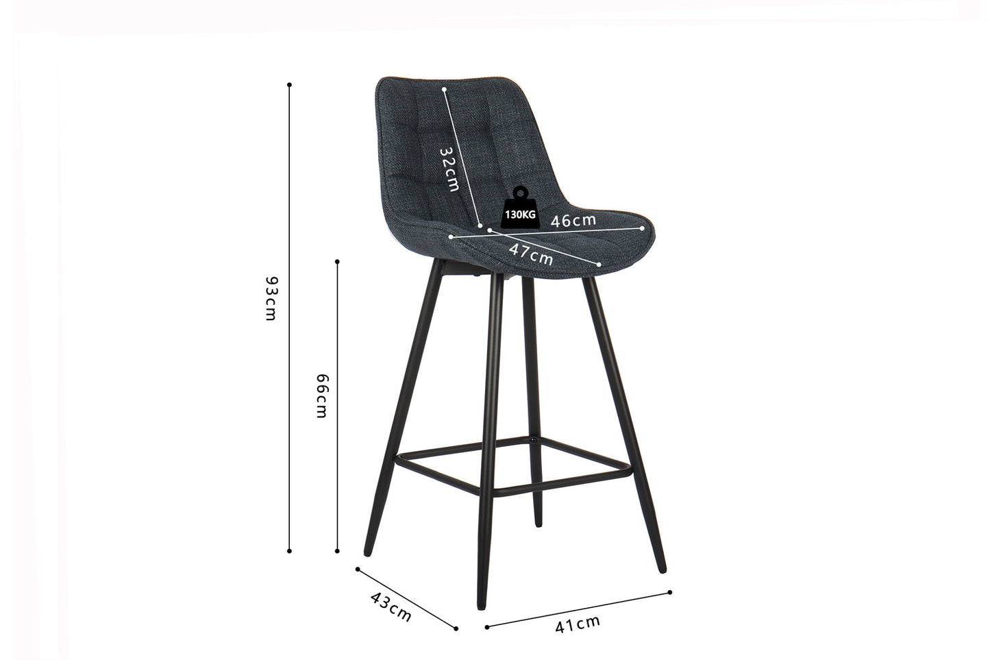Chaise de comptoir Ariba Tissu Bleu foncé