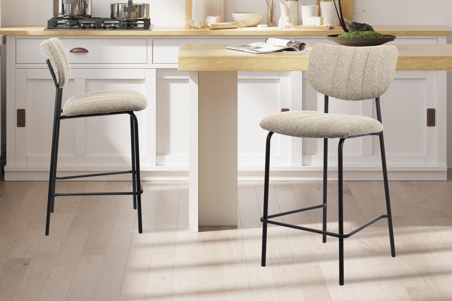 Chaise de comptoir Antura Tissu Brun