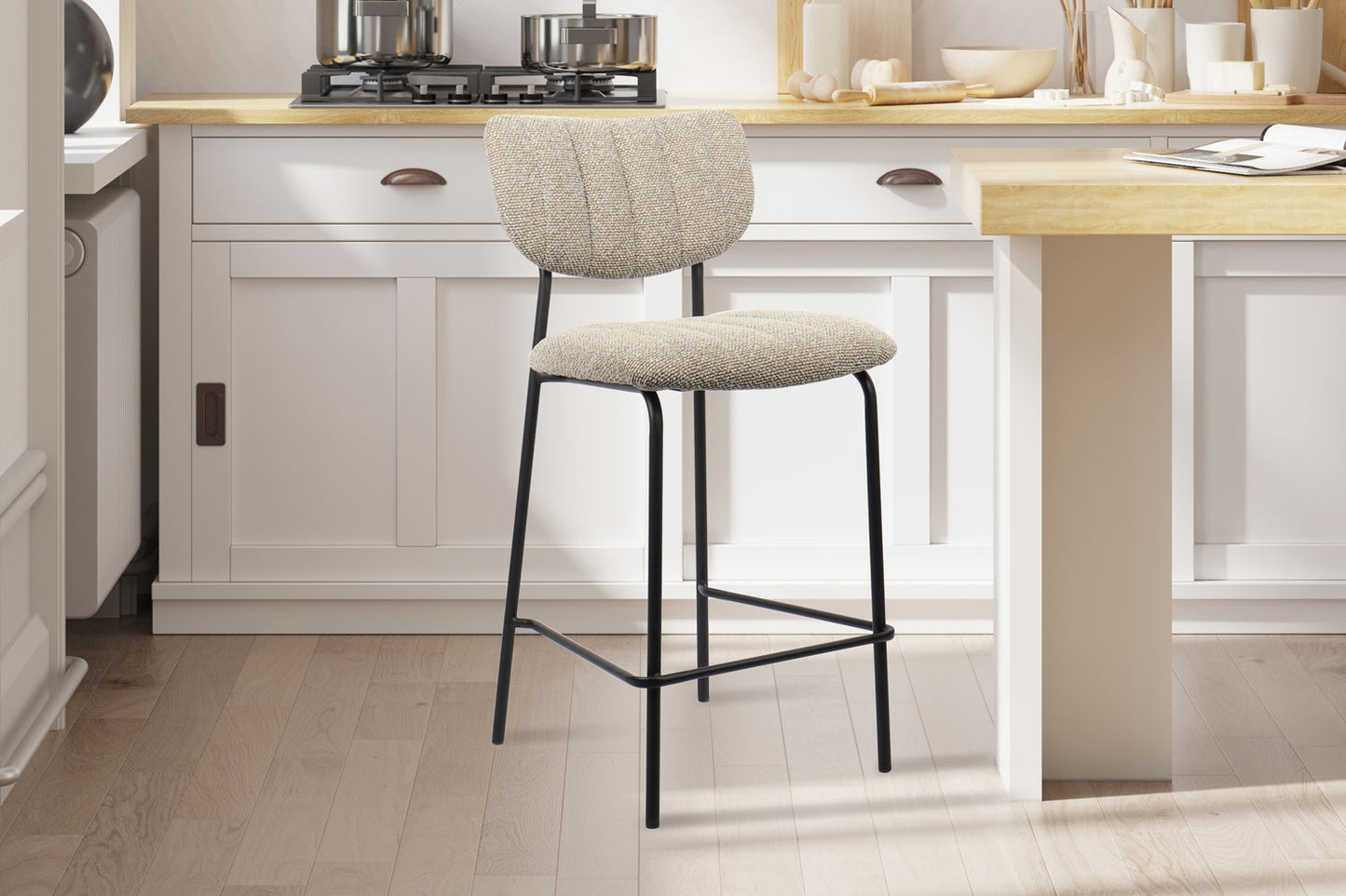 Chaise de comptoir Antura Tissu Brun