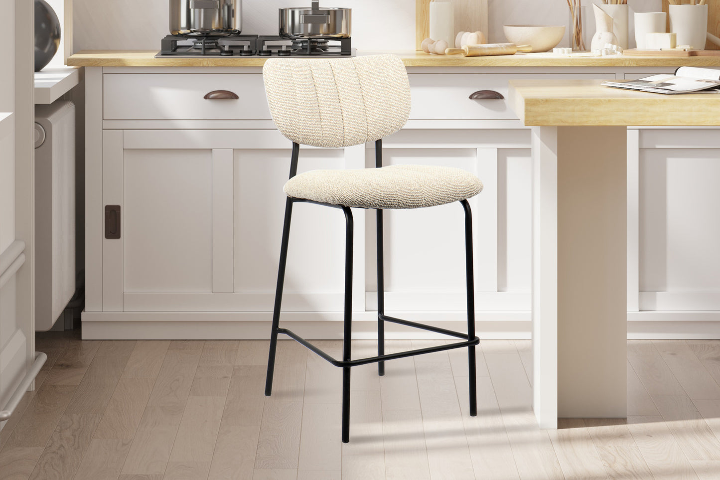 Chaise de comptoir Antura Tissu Beige