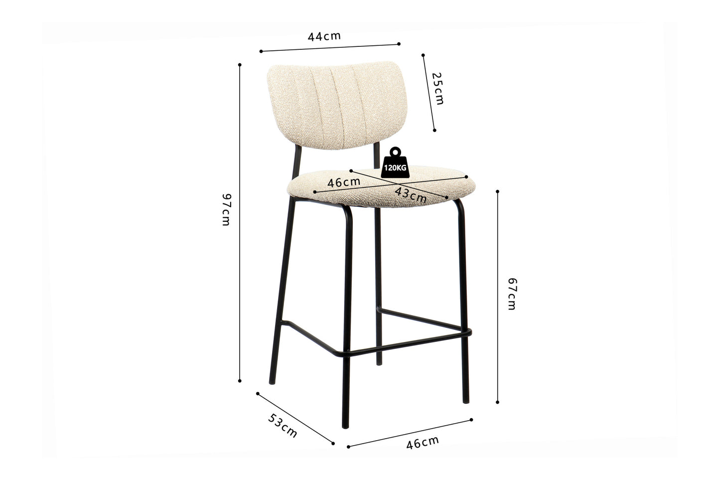Chaise de comptoir Antura Tissu Beige