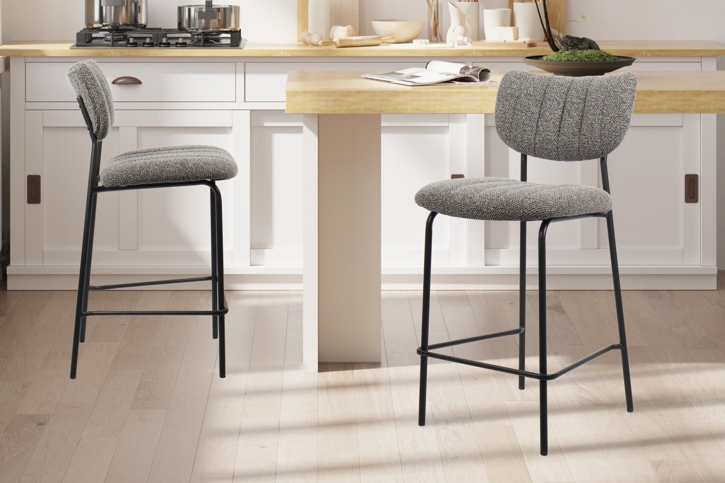 Chaise de comptoir Antura Tissu Gris foncé